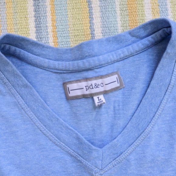 Mens pd&c blue knit v-neck tee Large - Picture 2 of 9